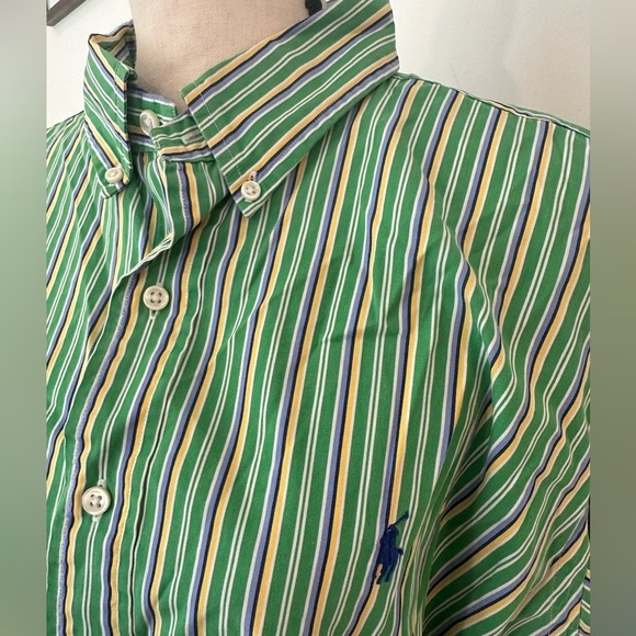 Polo Ralph Lauren classic fit green striped men’s dress shirt size extra large - Picture 2 of 4